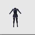Dark Fitted Bodysuit With Front Zipper Long Sleeves And Matching Long Boots